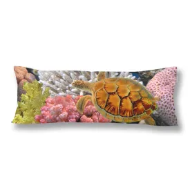 Underwater World Sea Turtle Body Pillow Covers Pillowcase with Zipper 21x60 Twin Sides, Coral Reef Island Rectangle Body Pillow Case Protector for Home Couch Sofa Bedding Decorative