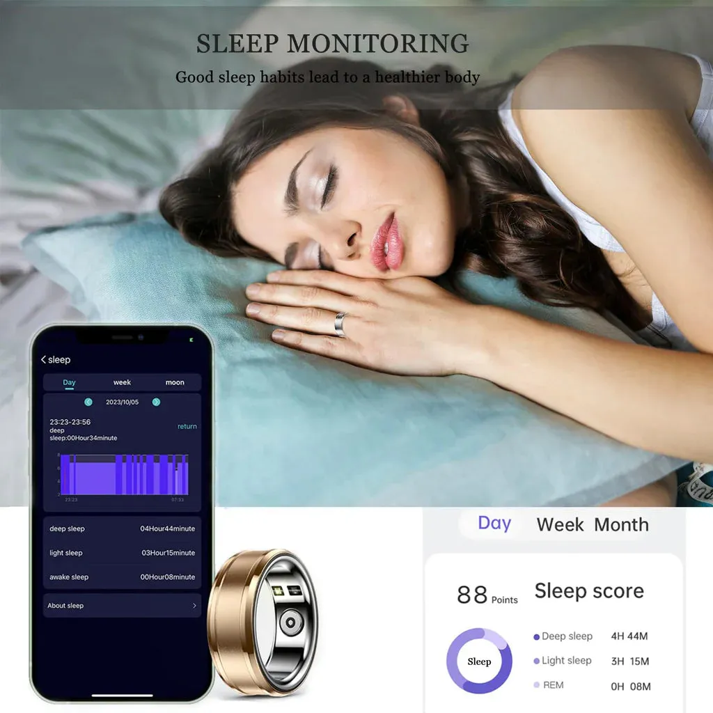Unisex Smart Ring Fitness Tracker, Sleep Tracking, Heart Rate, Blood Oxygen Monitoring
