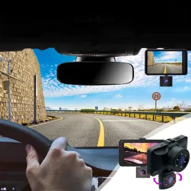 valiant Clearance  Car Dash Cam (Black), Car Accessories 3-inch Dash Cam Driving Recorder 1080p FHD Front And Inside Two Lens Dashboard Car Cameras Large Wide Angle Support For G Sensor/HD Night