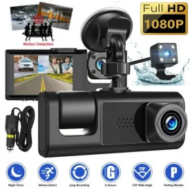 valiant TASHHAR Car Dash Cam 3-Lens 1080P HD DVR Front/Rear/Inside Video Camera Driving Recorder Night Vision G-Sensor, Motion Detection