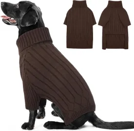 XXXL Dog Sweater for Giant Breed, Warm Winter Fall Dog Sweaters for Dog Girls Boys, Turtleneck Dog Knitwear, Doggie Christmas Sweater, Pet Sweatshirt Clothes Outfit Knit Boxer (Brown XXXL)