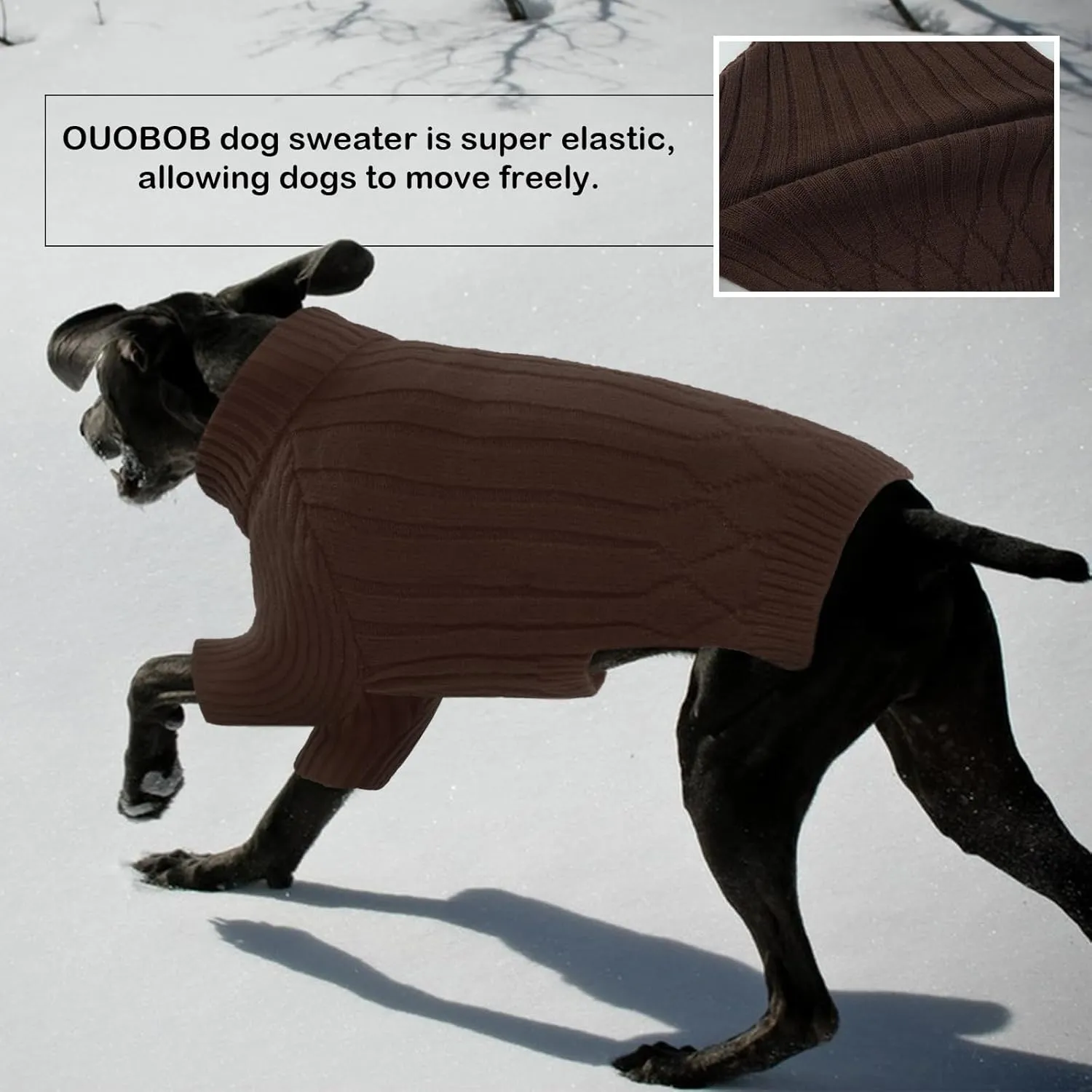 XXXL Dog Sweater for Giant Breed, Warm Winter Fall Dog Sweaters for Dog Girls Boys, Turtleneck Dog Knitwear, Doggie Christmas Sweater, Pet Sweatshirt Clothes Outfit Knit Boxer (Brown XXXL)