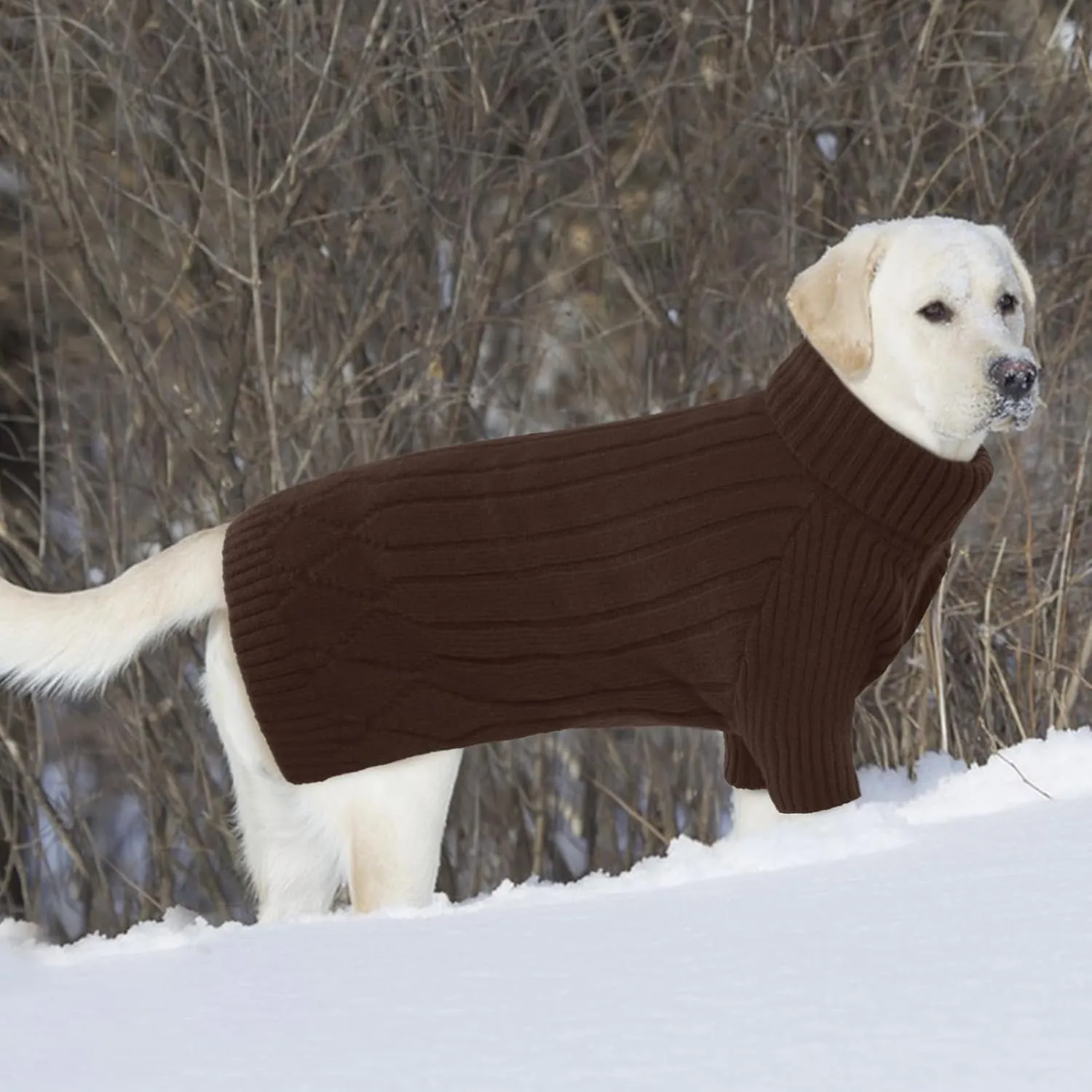 XXXL Dog Sweater for Giant Breed, Warm Winter Fall Dog Sweaters for Dog Girls Boys, Turtleneck Dog Knitwear, Doggie Christmas Sweater, Pet Sweatshirt Clothes Outfit Knit Boxer (Brown XXXL)